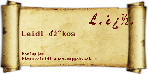 Leidl Ákos névjegykártya